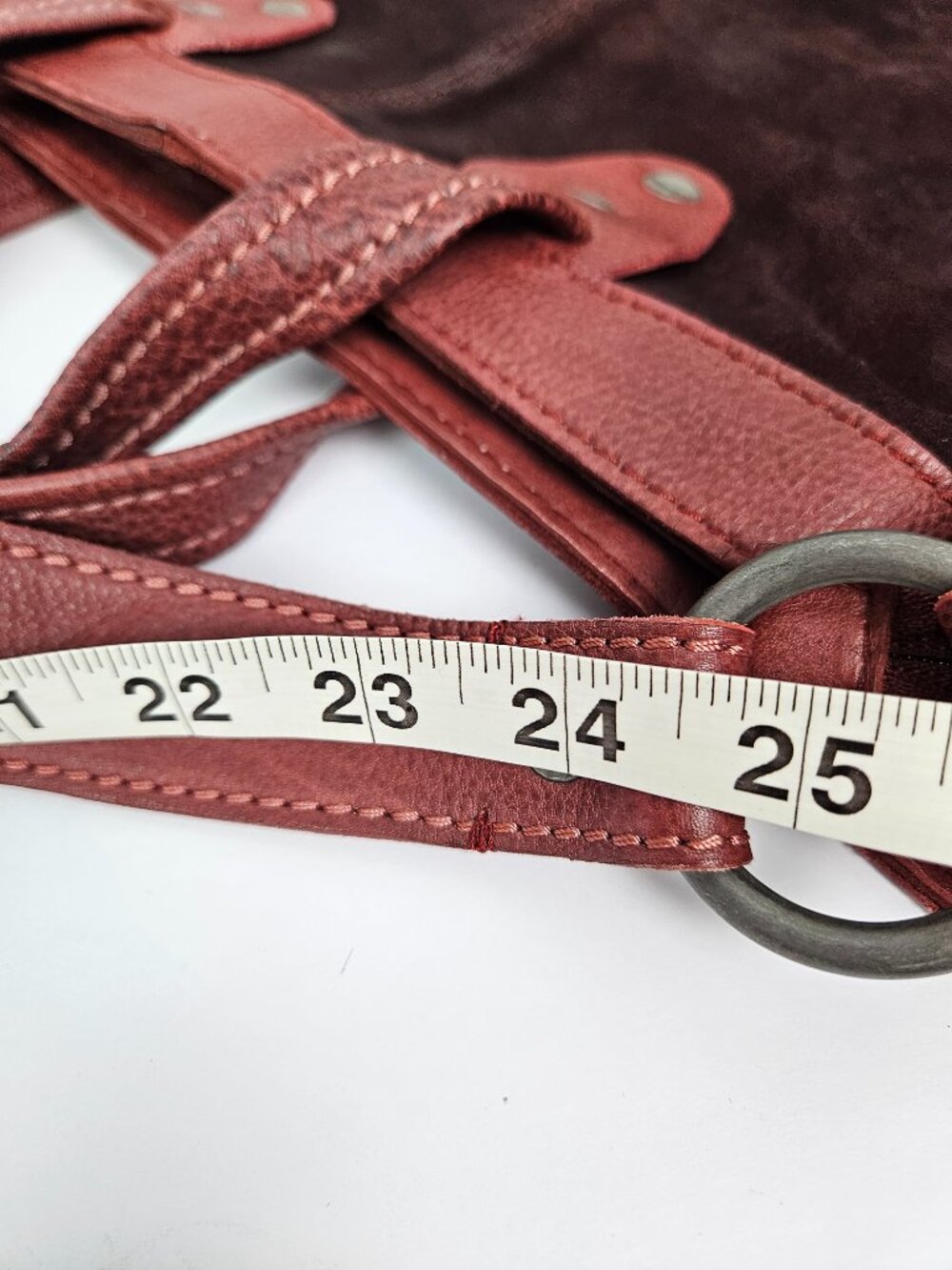Free People We the Free Vintage Burgundy Red Distressed Suede Slouchy Tote Bag - Picture 9 of 13